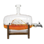 Whiskey Ship in a Barrel Decanter With Ship, 2-10 oz Glasses