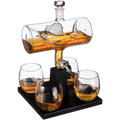 Swordfish & Sailfish Wine & Whiskey Decanter Dispenser and 4 Liquor Glasses-0