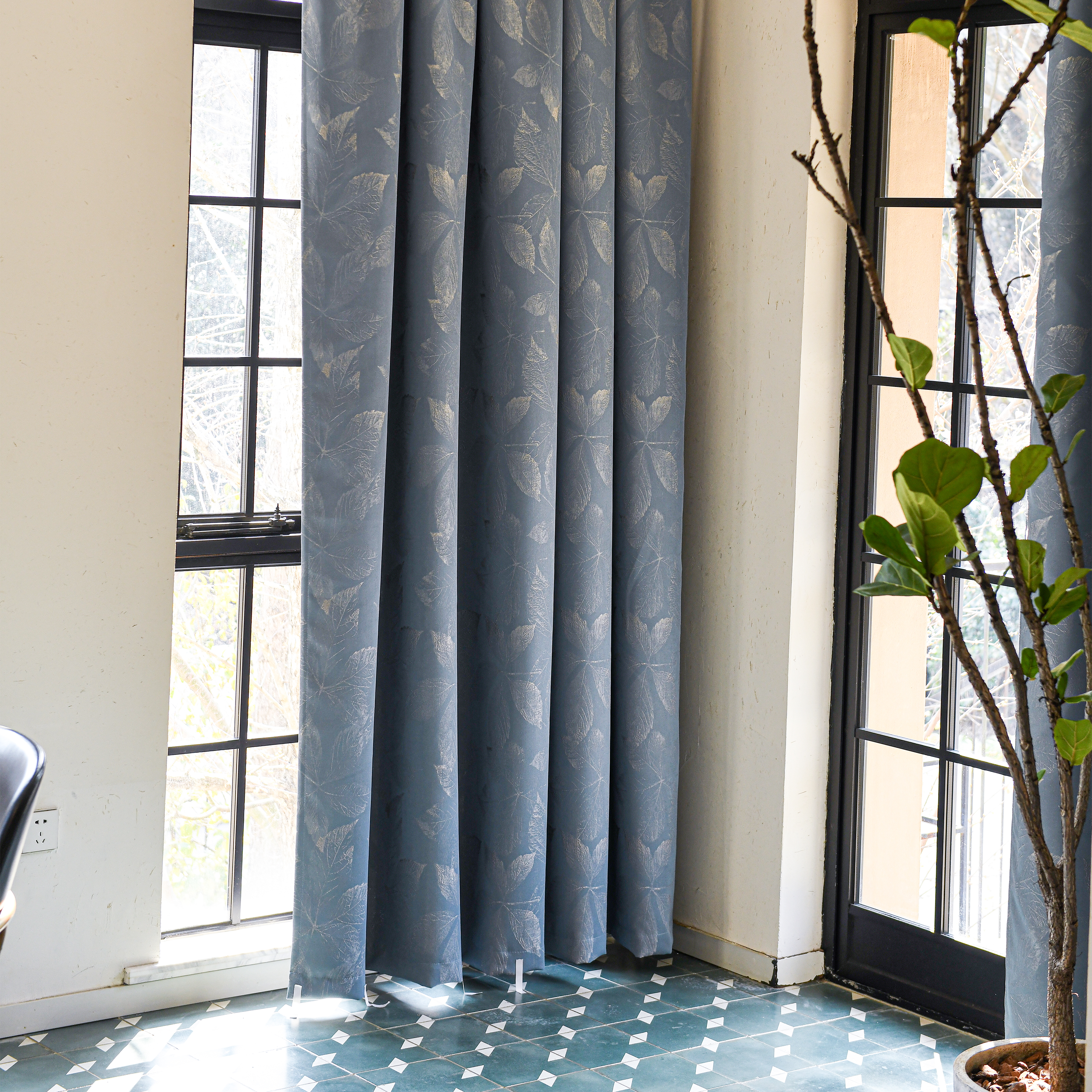 Clementine Embroidered-Pattern Blackout Curtain-3