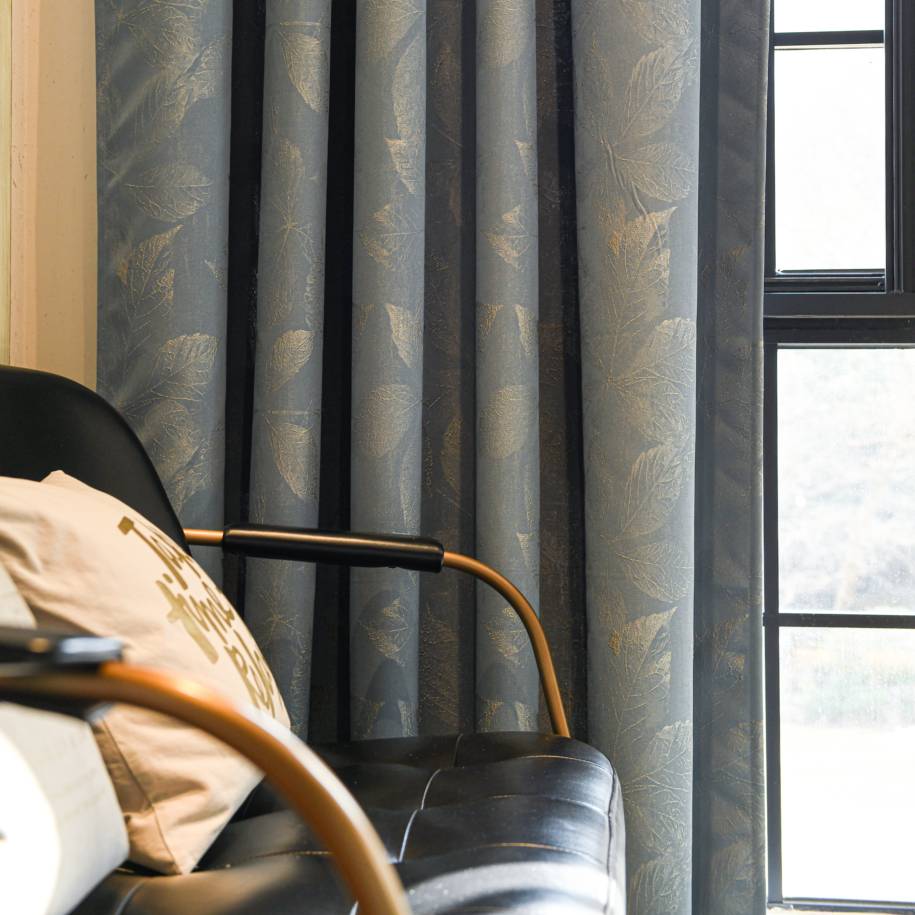 Clementine Embroidered-Pattern Blackout Curtain-2