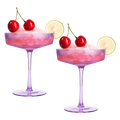 Ribbed Coupe Cocktail Glasses 8 oz | Set of 2 (Lavender, Set of 2)-0