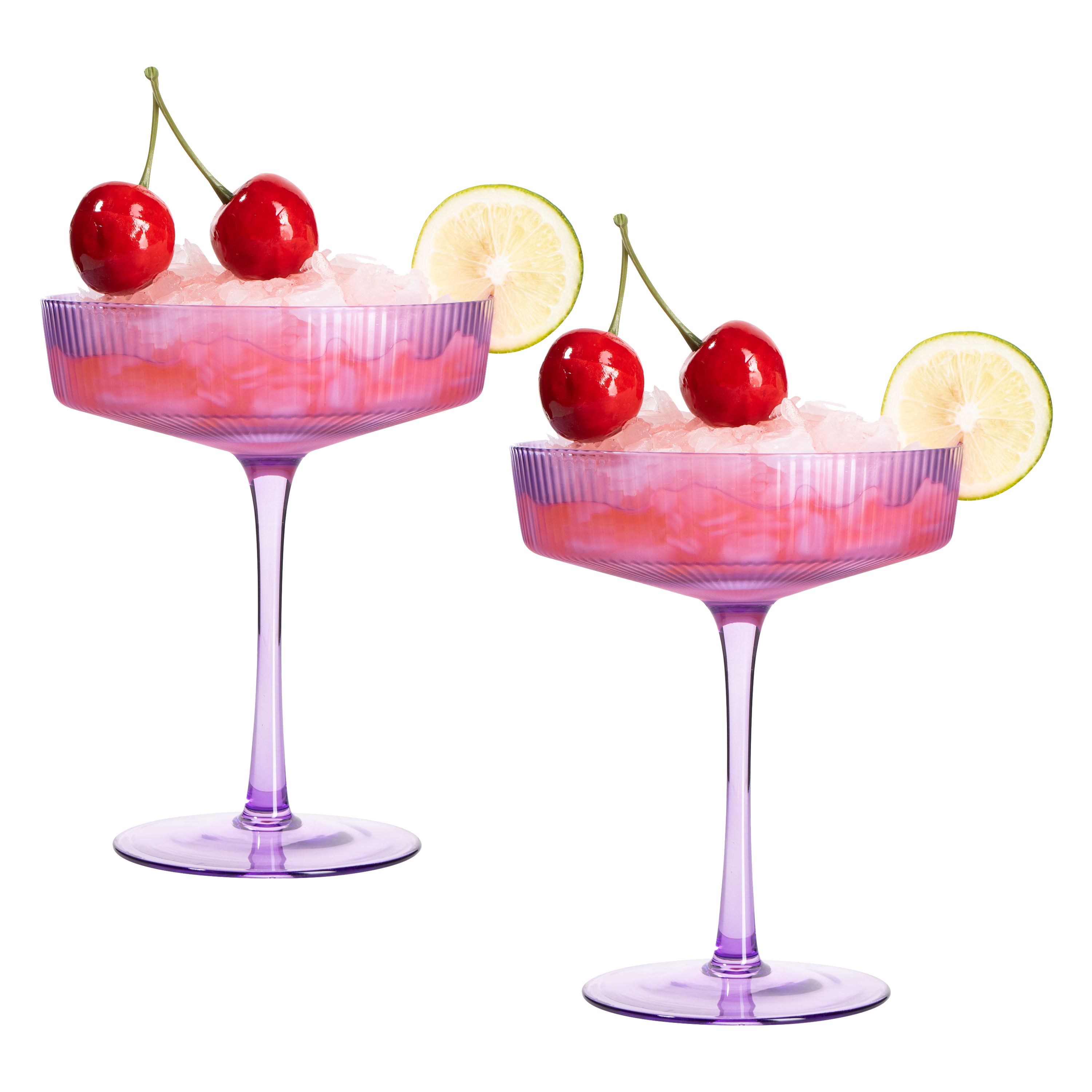 Ribbed Coupe Cocktail Glasses 8 oz | Set of 2 (Lavender, Set of 2)-0