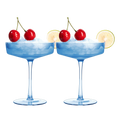 Ribbed Coupe Cocktail Glasses 8 oz | Set of 2 (Blue)-0