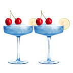 Ribbed Coupe Cocktail Glasses 8 oz | Set of 2 (Blue)-0