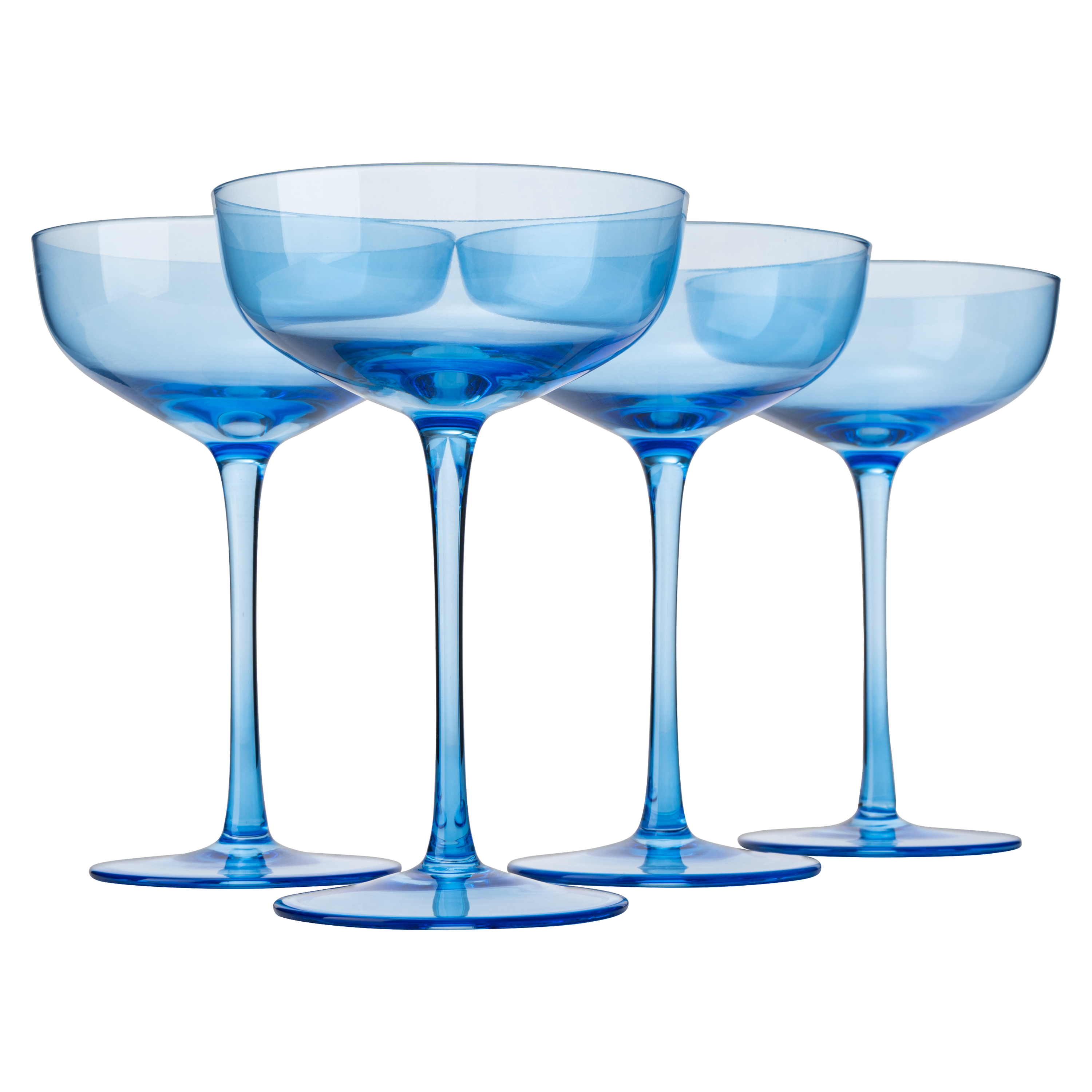The Wine Savant Colored Coupe Glass | 7oz | Set of 4 (Blue)-0