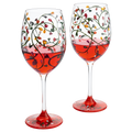 Stemmed Christmas Lights Wine Glasses Set of 2-0