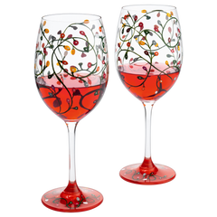 Stemmed Christmas Lights Wine Glasses Set of 2-0