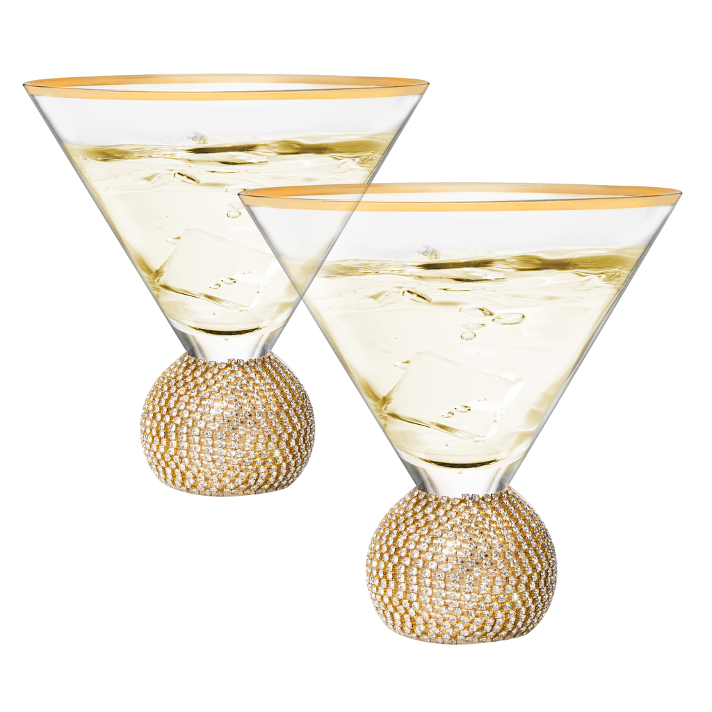 Diamond Studded Martini Glasses Set of 2-0