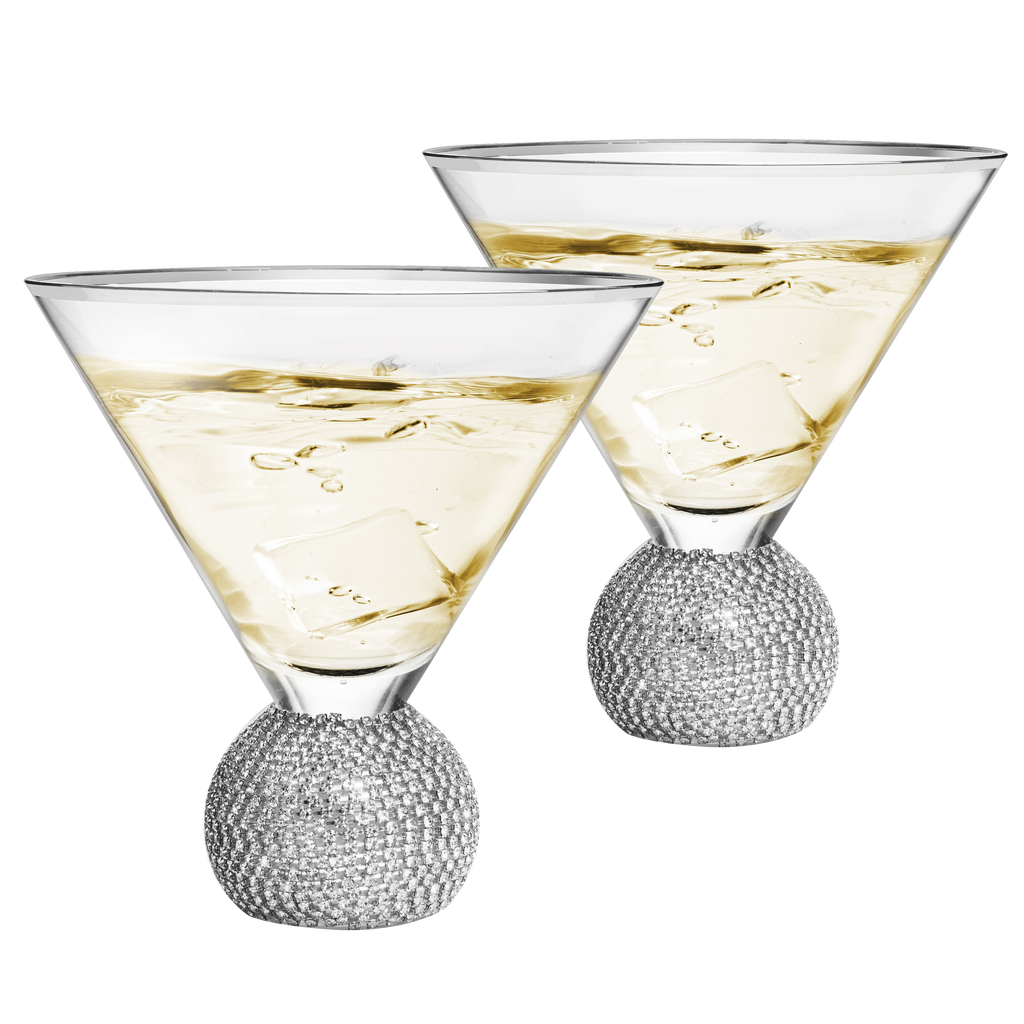 Diamond Studded Martini & Cocktail Glasses - Set of 2-0