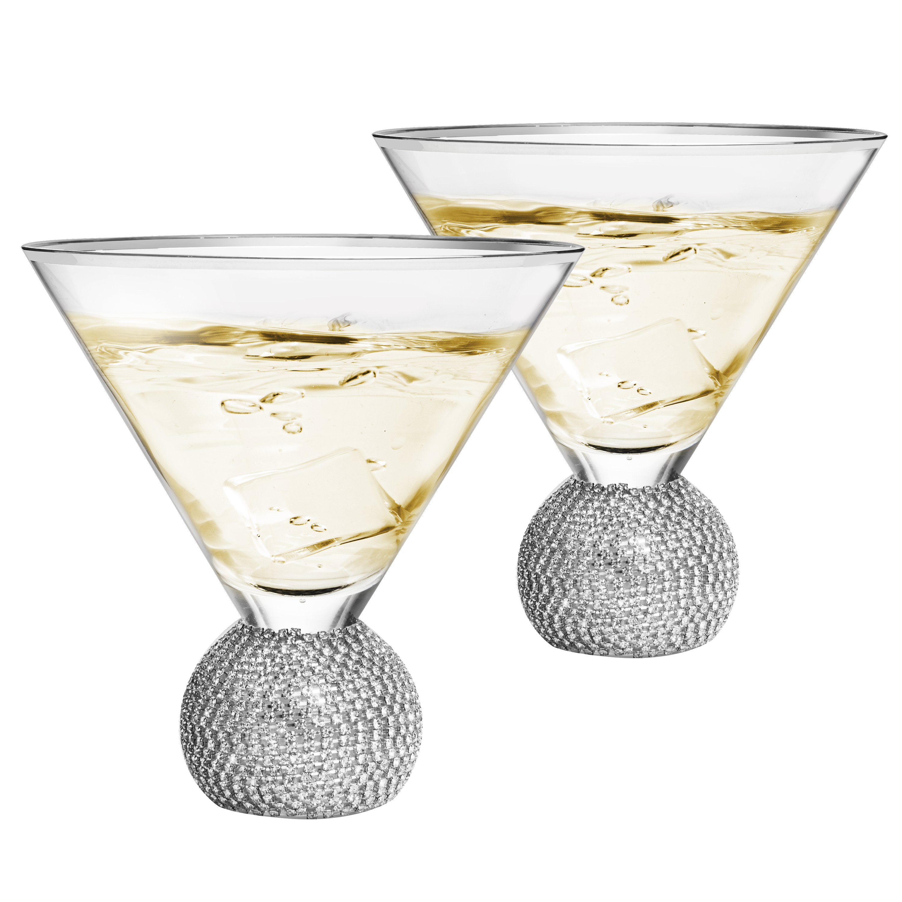 Diamond Studded Martini & Cocktail Glasses - Set of 2-0