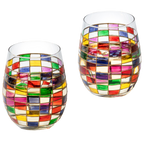 Renaissance Stained Wine Glasses Set of 2 (Stemless)