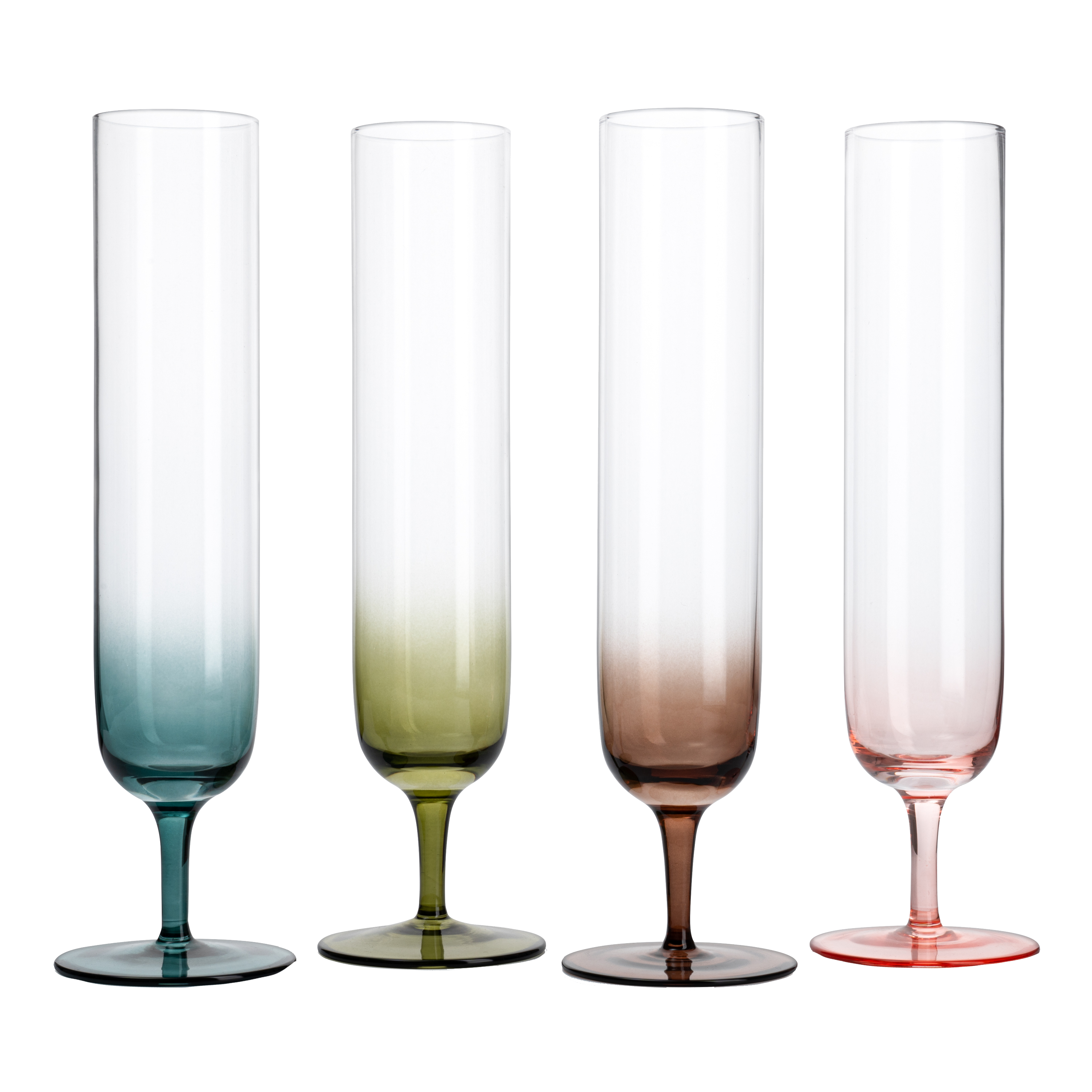 Multicolored Beautiful Champagne Flutes 10" Stemmed - 4 Set-0