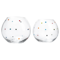 Polka Dot Set of 2 Stemless Bubble Wine Glasses 18 oz