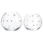 Polka Dot Set of 2 Stemless Bubble Wine Glasses 18 oz