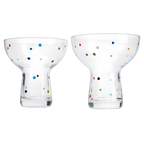 Hand Blown Margarita Glass – (Polka Dot Vintage Design)