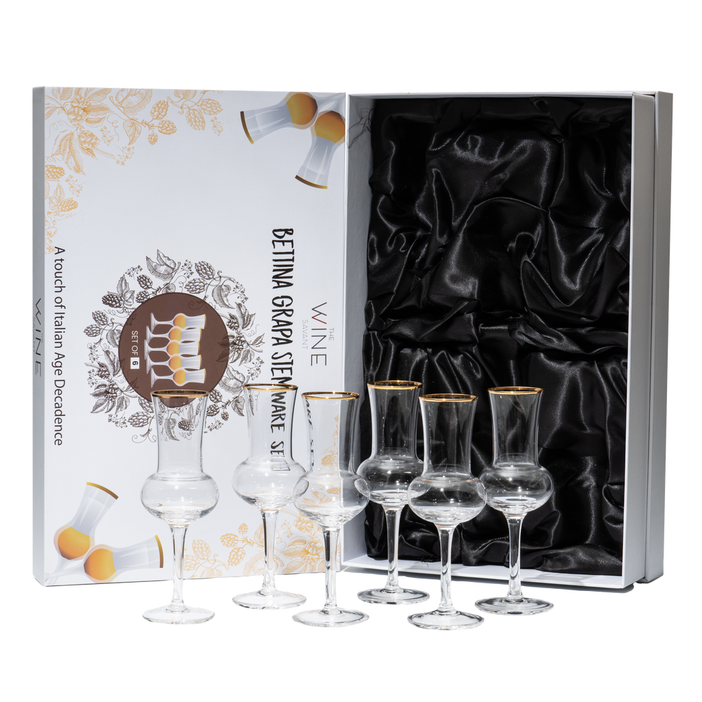 The Wine Savant Crystal Set of 6 Grappa Glasses 3oz-0