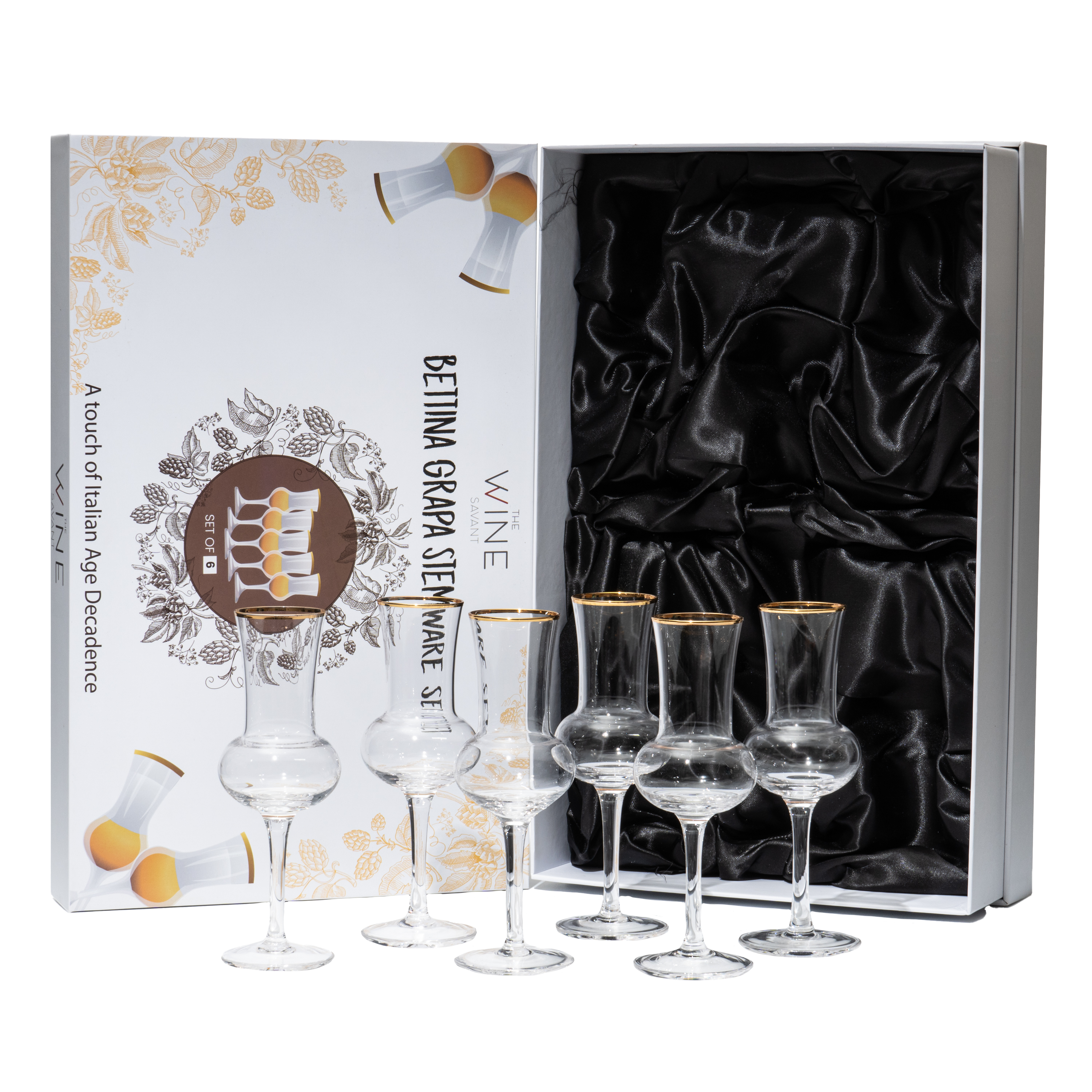 The Wine Savant Crystal Set of 6 Grappa Glasses 3oz-0