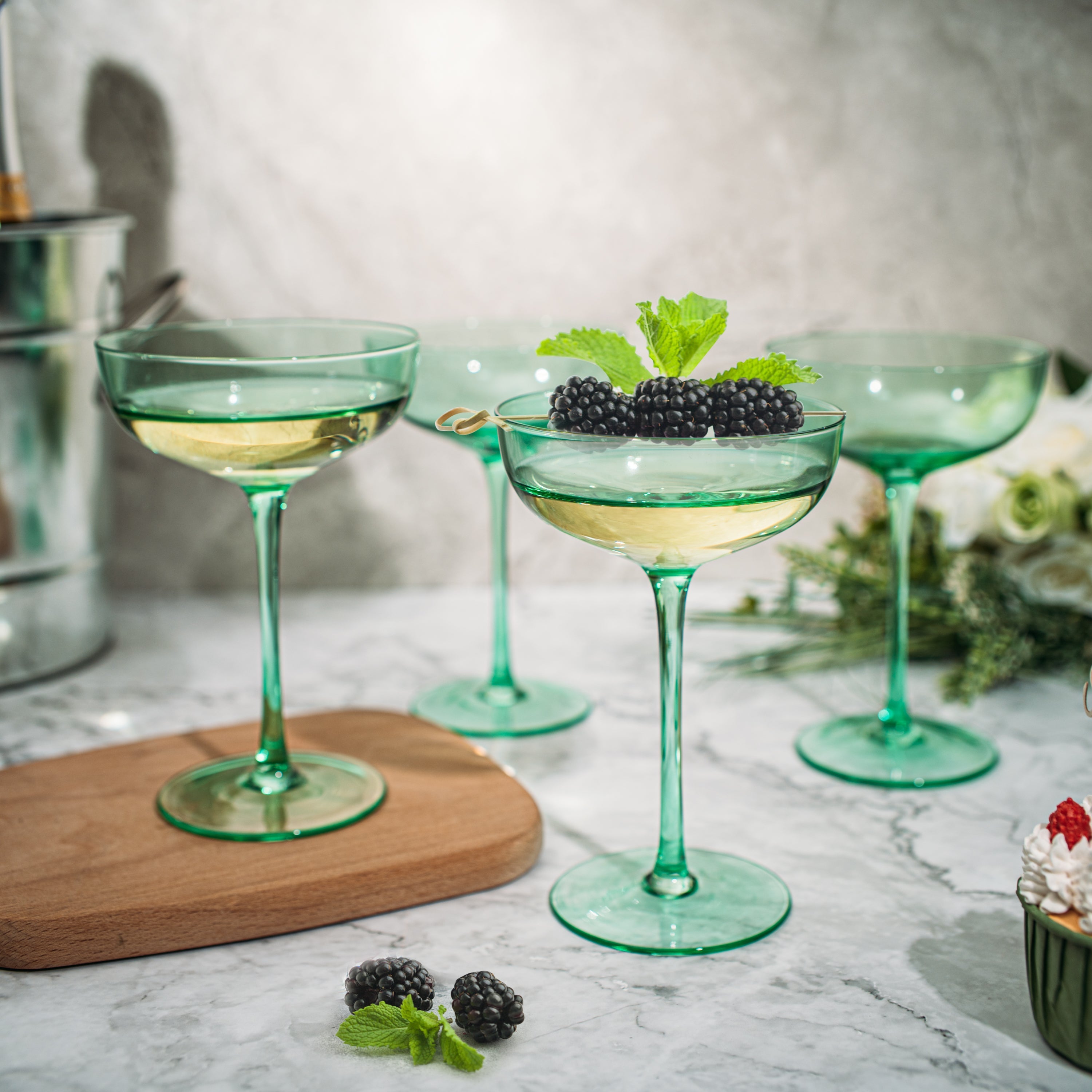 The Wine Savant Colored Coupe Glass | 7oz | Set of 4 (Green)-2