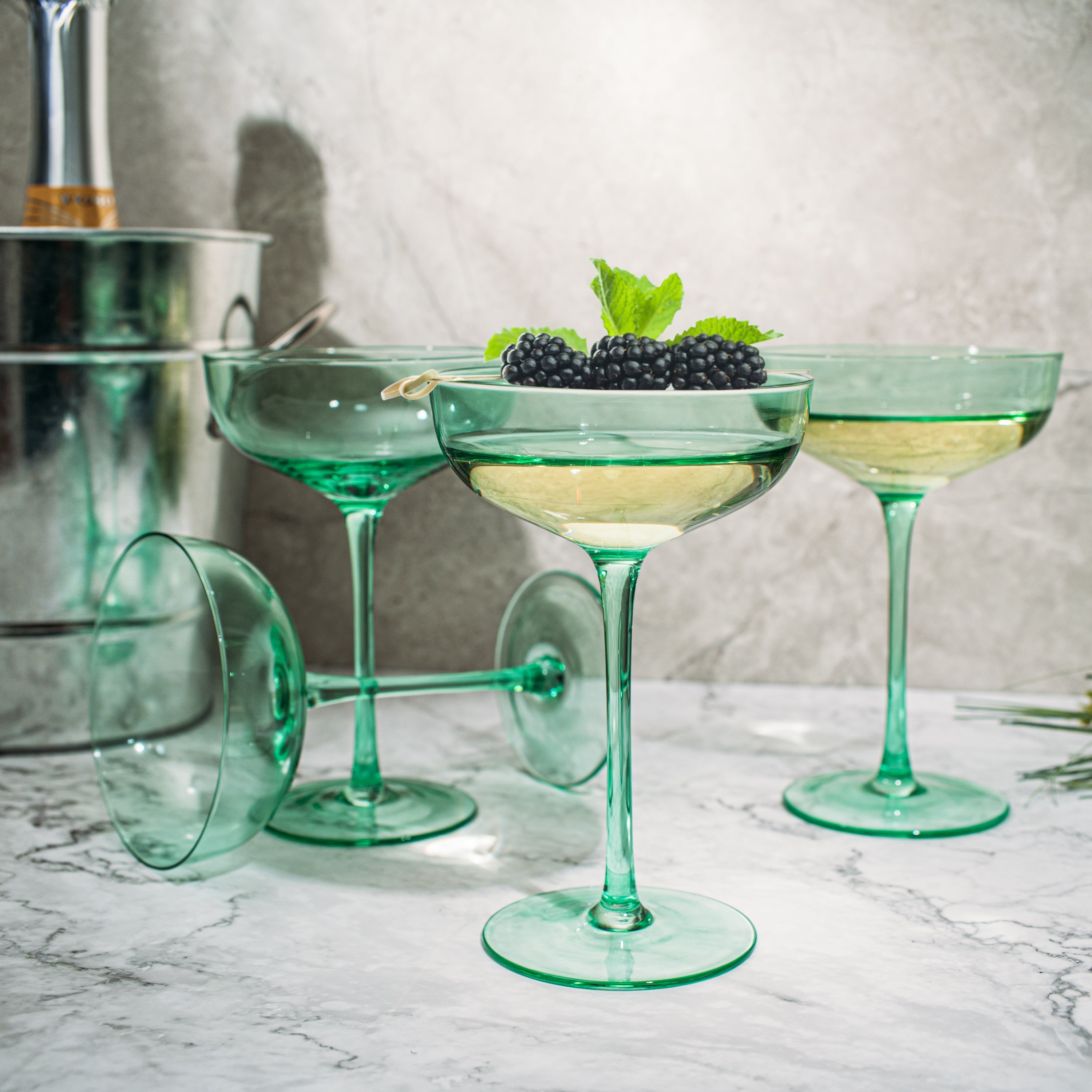 The Wine Savant Colored Coupe Glass | 7oz | Set of 4 (Green)-1