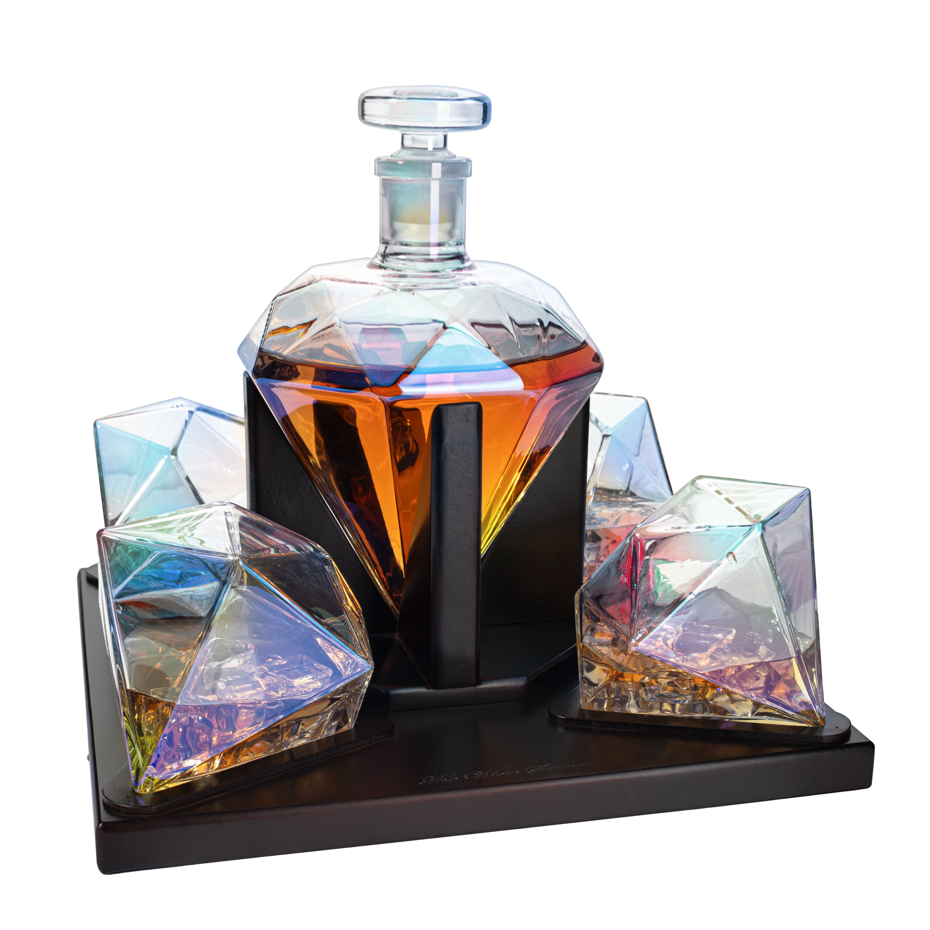Diamond Iridescent Whiskey and Wine Decanter, 750ml-0
