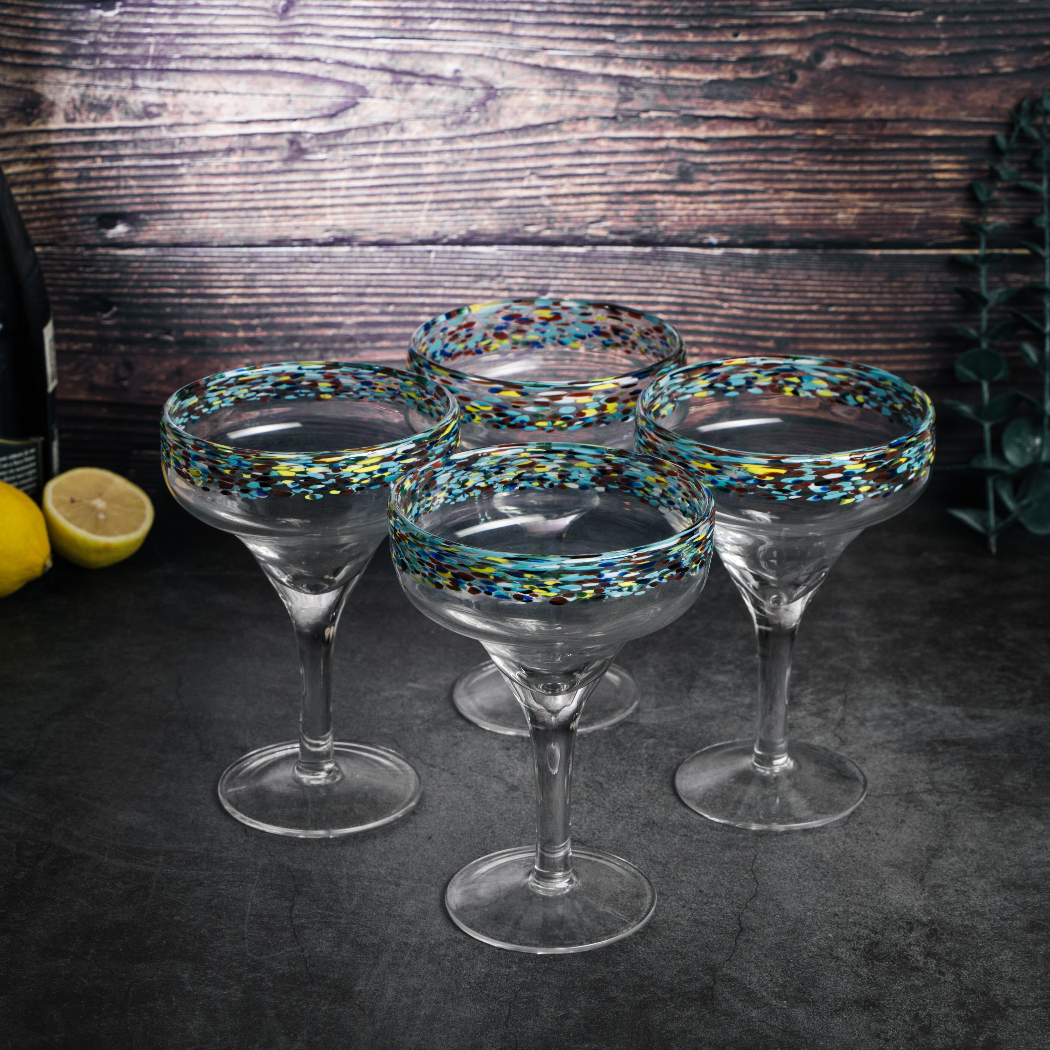 Mexican Margarita Hand Blown Glass - Set of 4 - Large 16oz-1