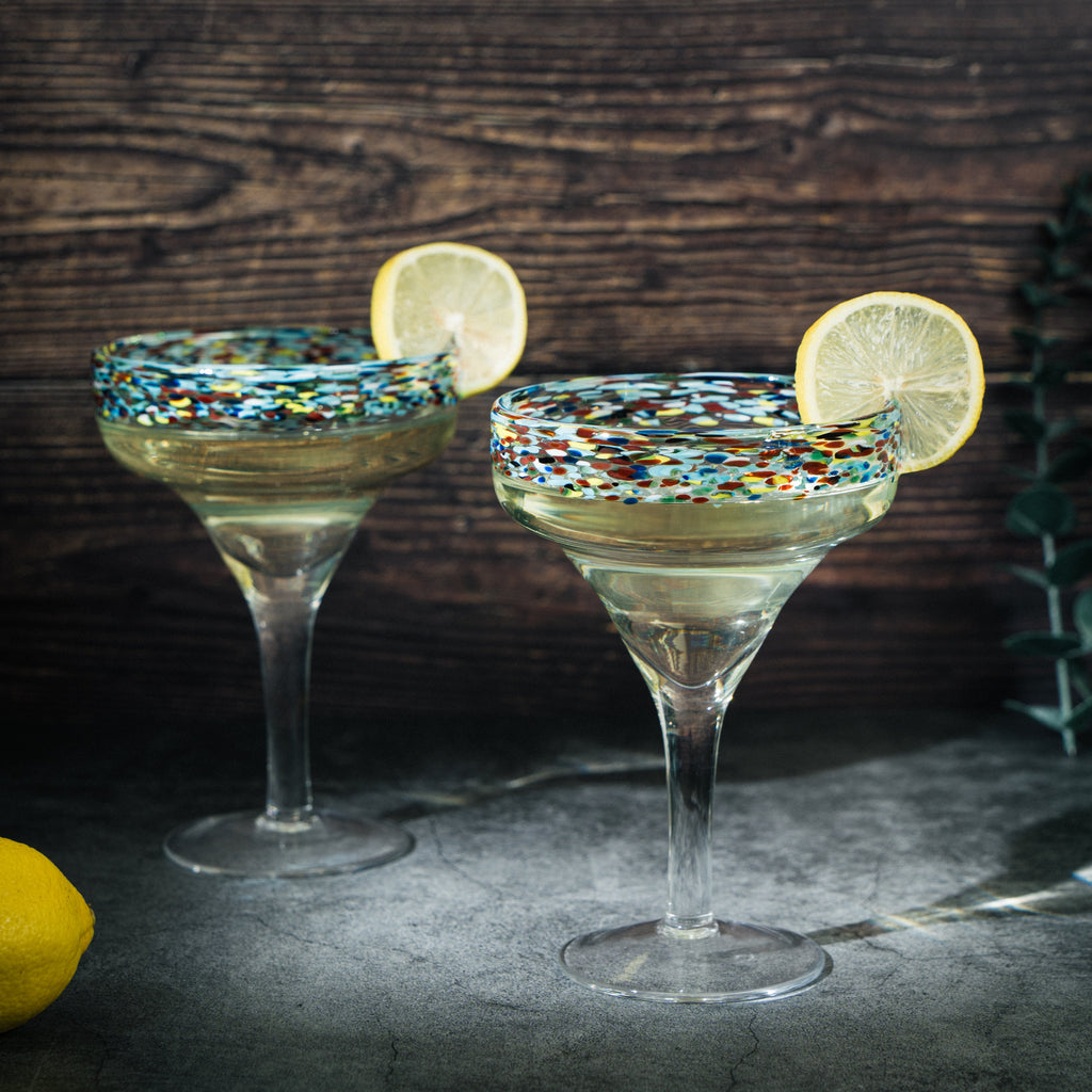 Mexican Margarita Hand Blown Glass - Set of 4 - Large 16oz-3