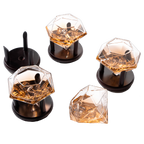 Set of 4 Diamond Whiskey & Wine Glasses With Wood Stands 10oz-0
