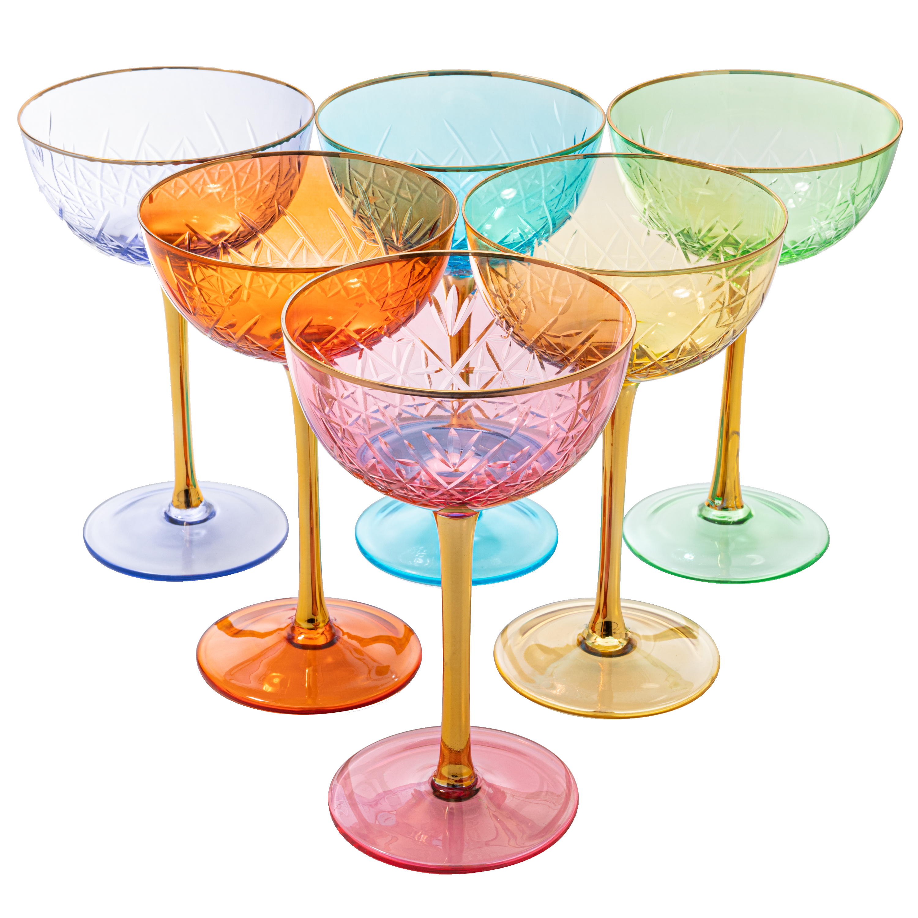 Vintage Art Deco Coupe for Champagne | Set of 6 | 7 oz-0