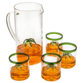 Palm Tree Pitcher & 4 Glasses Set Decanter, 9 oz-0