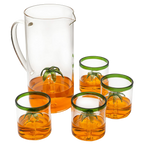 Palm Tree Pitcher & 4 Glasses Set Decanter, 9 oz-0
