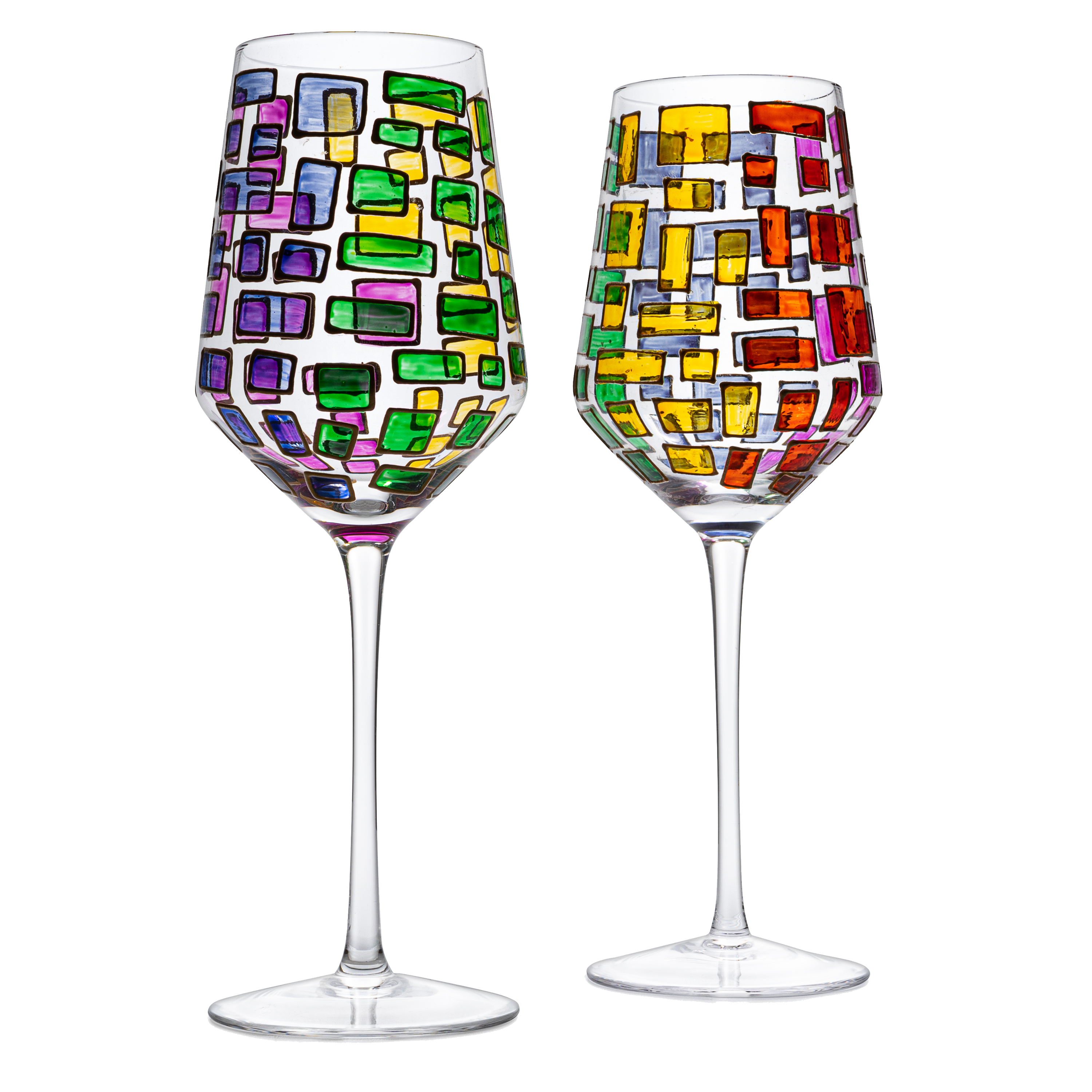 Renaissance Stained Glass Windows, (Stemmed Wine Glasses)-0