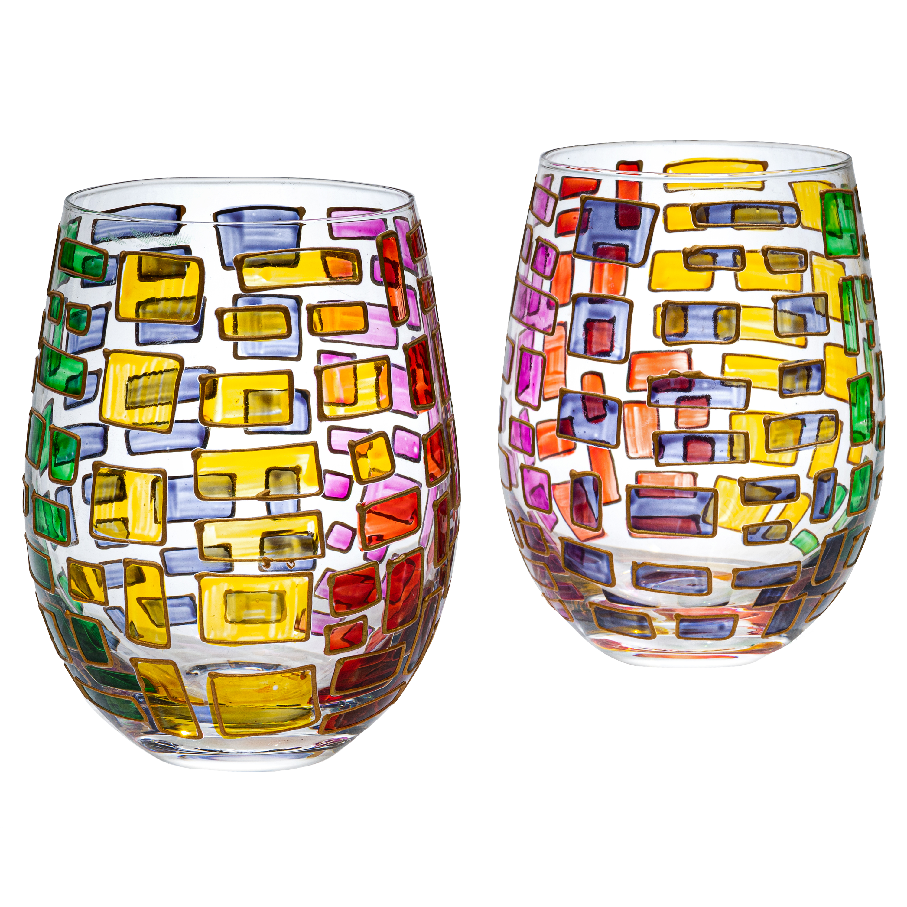 Renaissance Stained Glass Windows, (Stemless Wine Glasses)-0