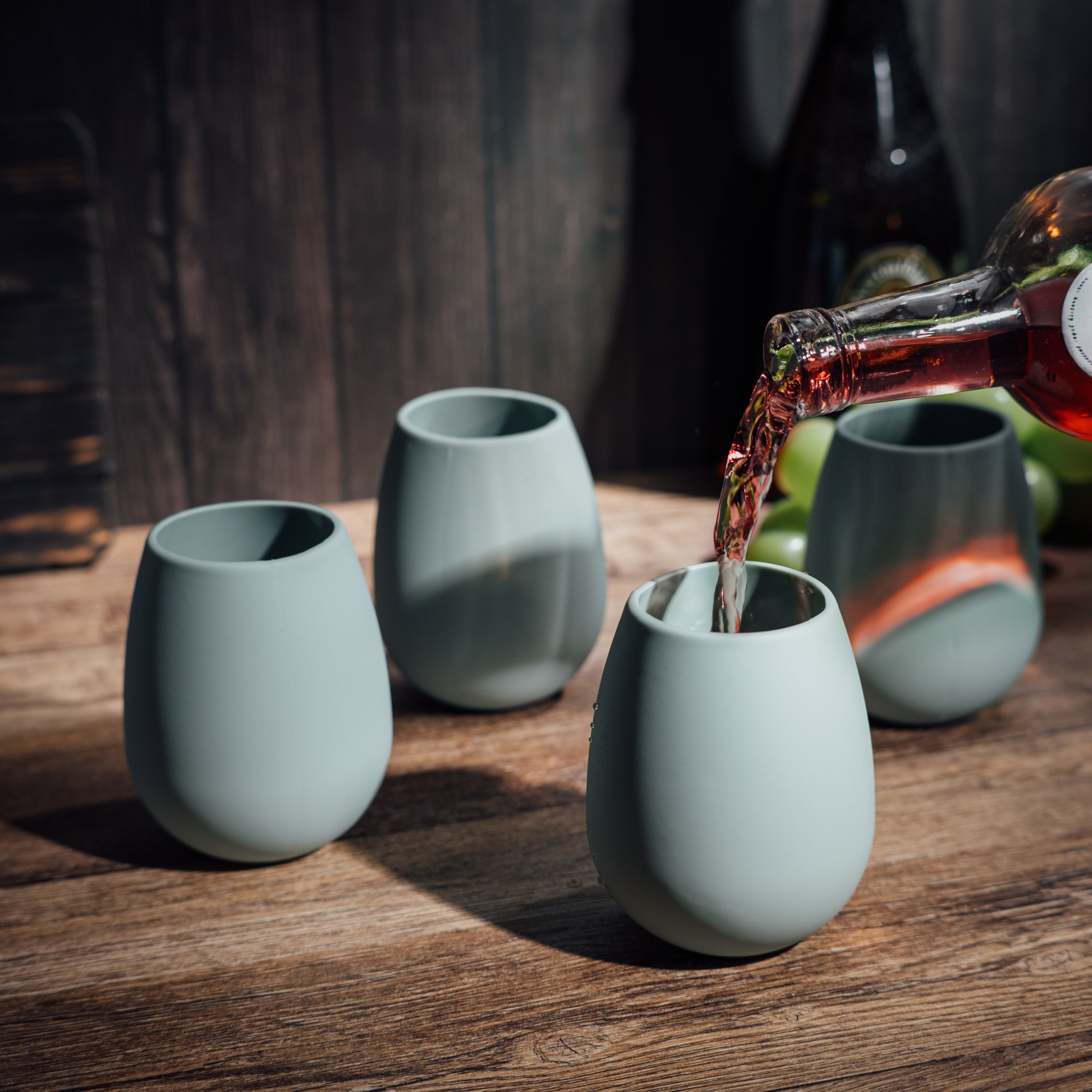 Unbreakable Silicone Stemless Wine Glassware | Set of 4 (Light Blue)-1