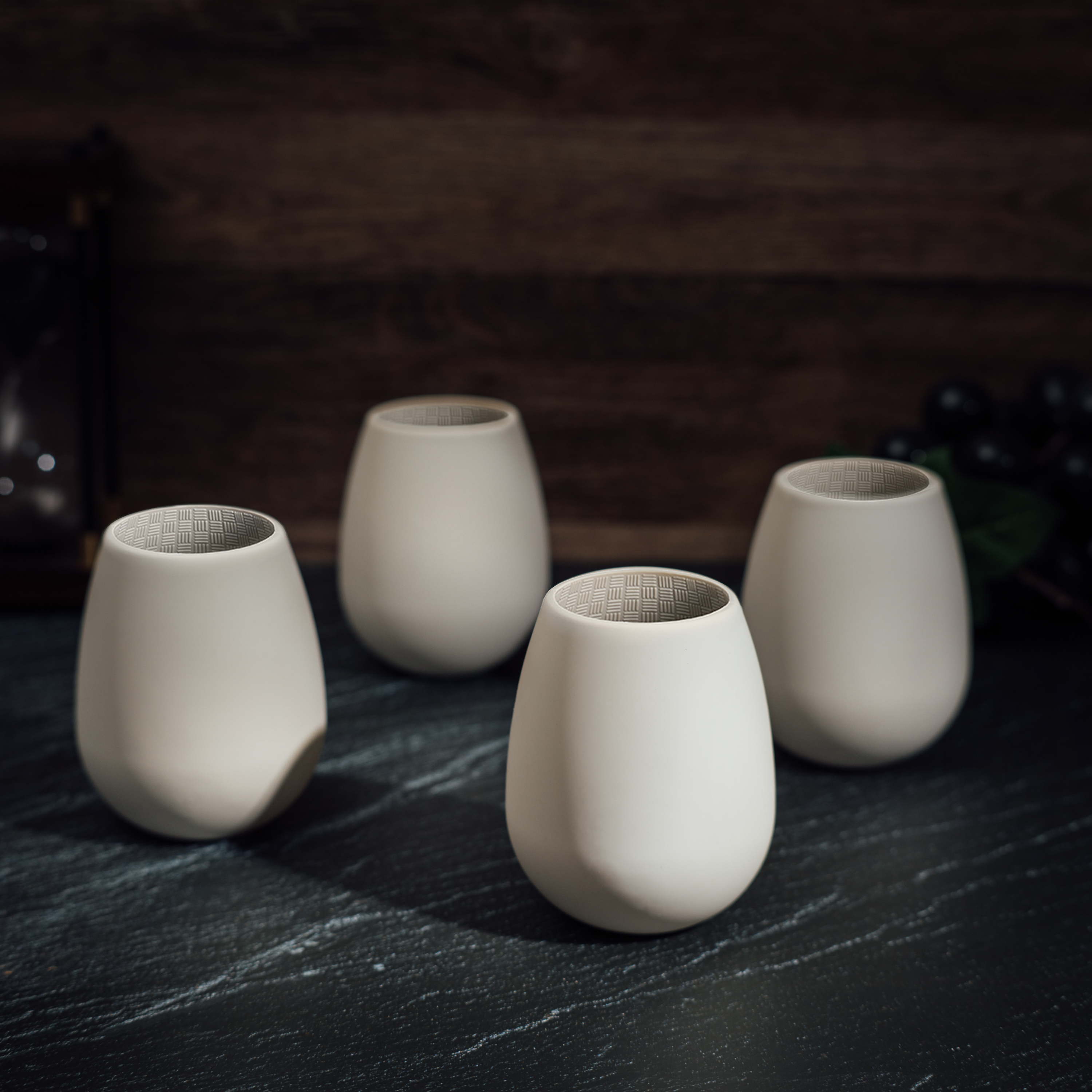 Unbreakable Silicone Stemless Wine Glassware | Set of 4 (White)-1