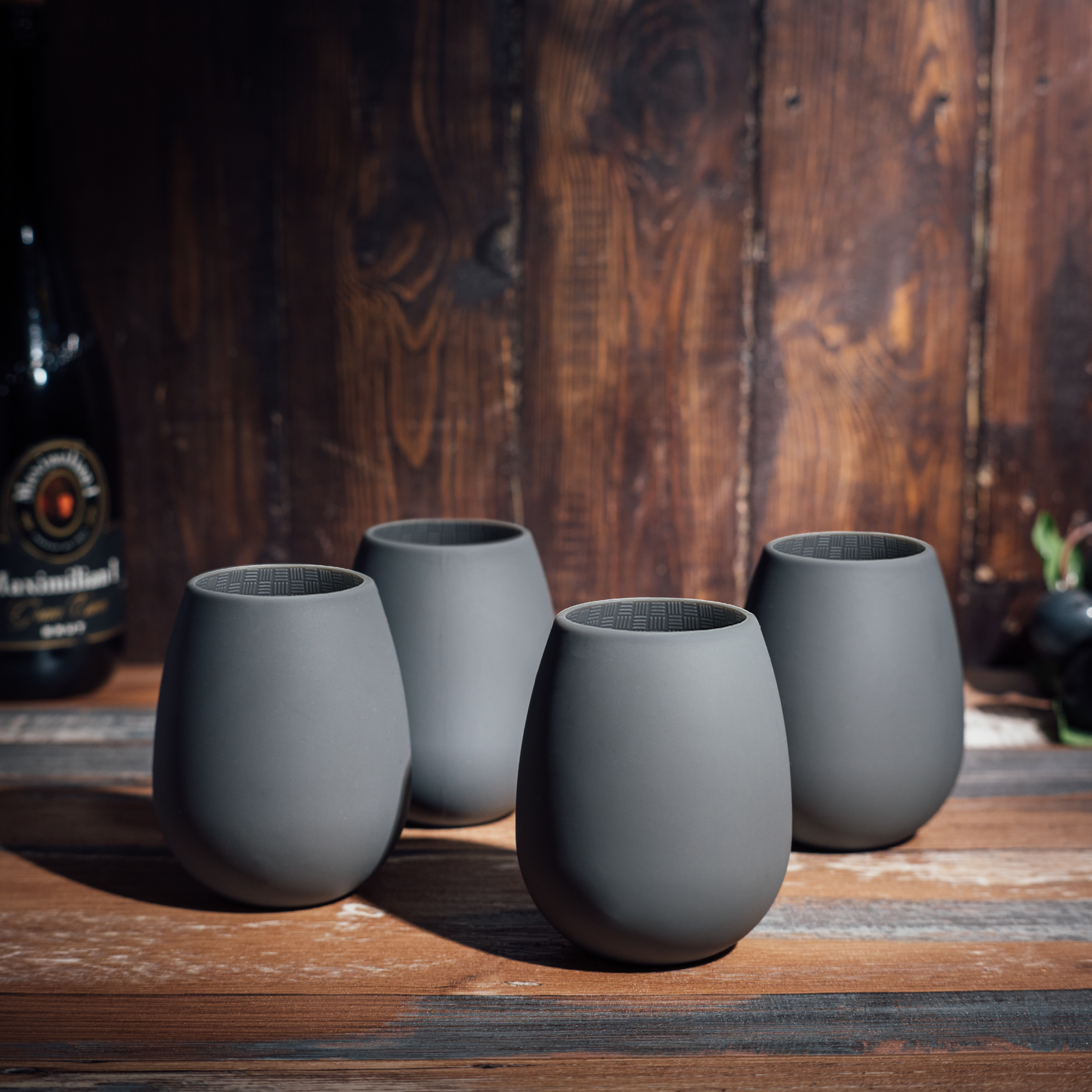 Unbreakable Silicone Stemless Wine Glassware | Set of 4  (Dark Grey)-1