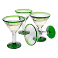 Mexican Hand Blown Martini & Margarita Glasses - Set of 4-10oz
