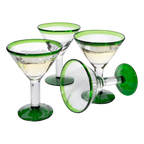 Mexican Hand Blown Martini & Margarita Glasses - Set of 4-10oz