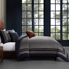 Bebejan Dark Blue Animal Prints 5 Piece Reversible Comforter Set