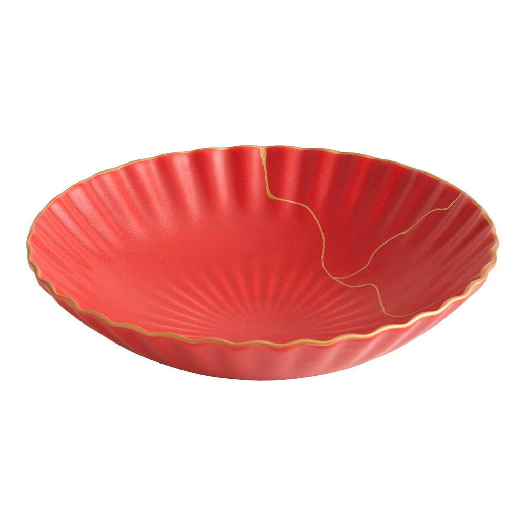 Luxury Red Ceramic Serving Bowl with Golden Rim – 9" / 10.5" / 11.5"-4