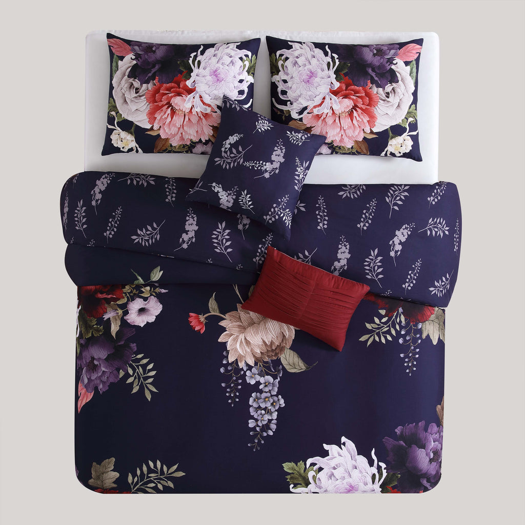 Bebejan Deep Purple Garden 5 Piece Reversible Comforter Set