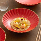 Luxury Red Ceramic Serving Bowl with Golden Rim – 9" / 10.5" / 11.5"-0