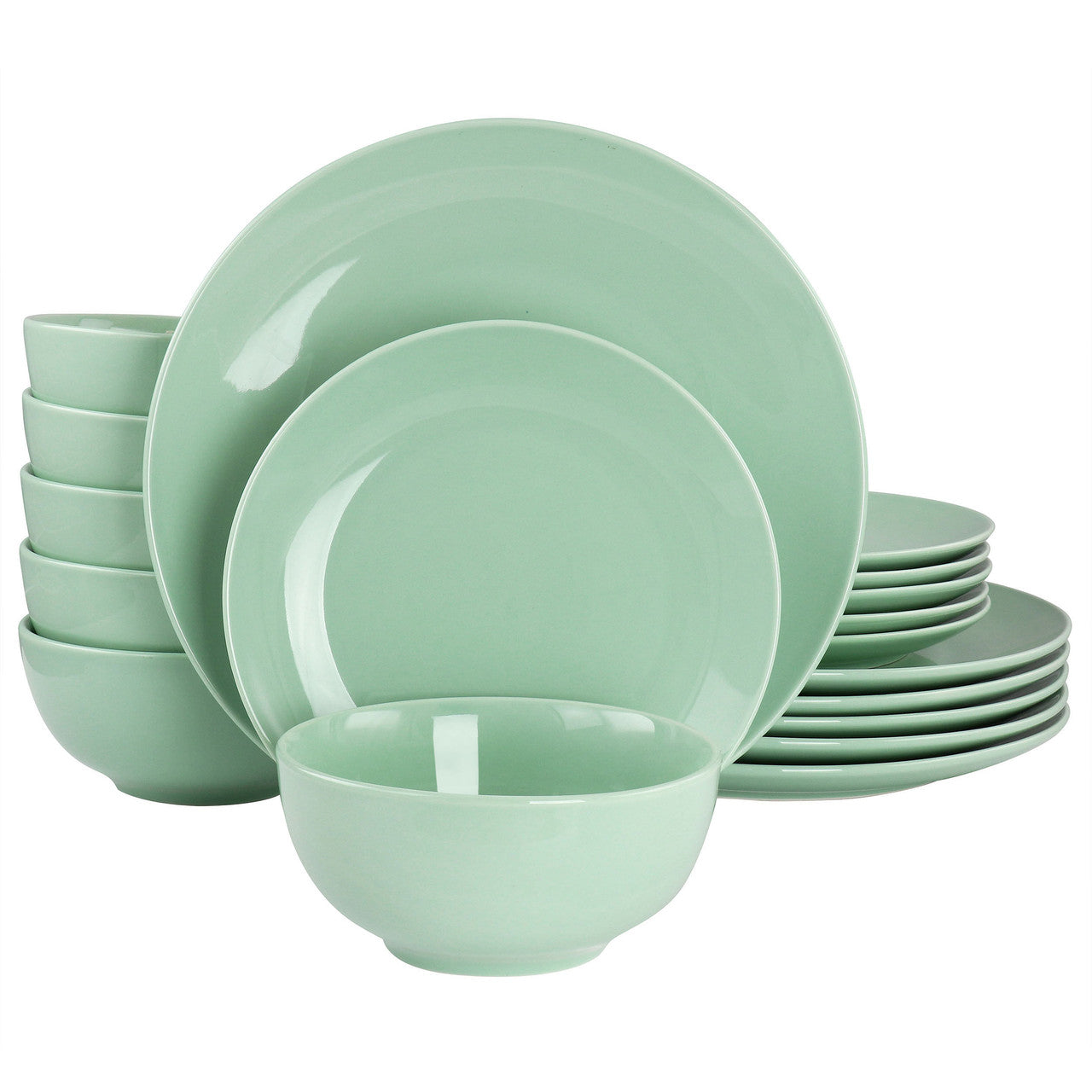 Elama Luna 18 Piece Porcelain Dinnerware Set in Mint-0