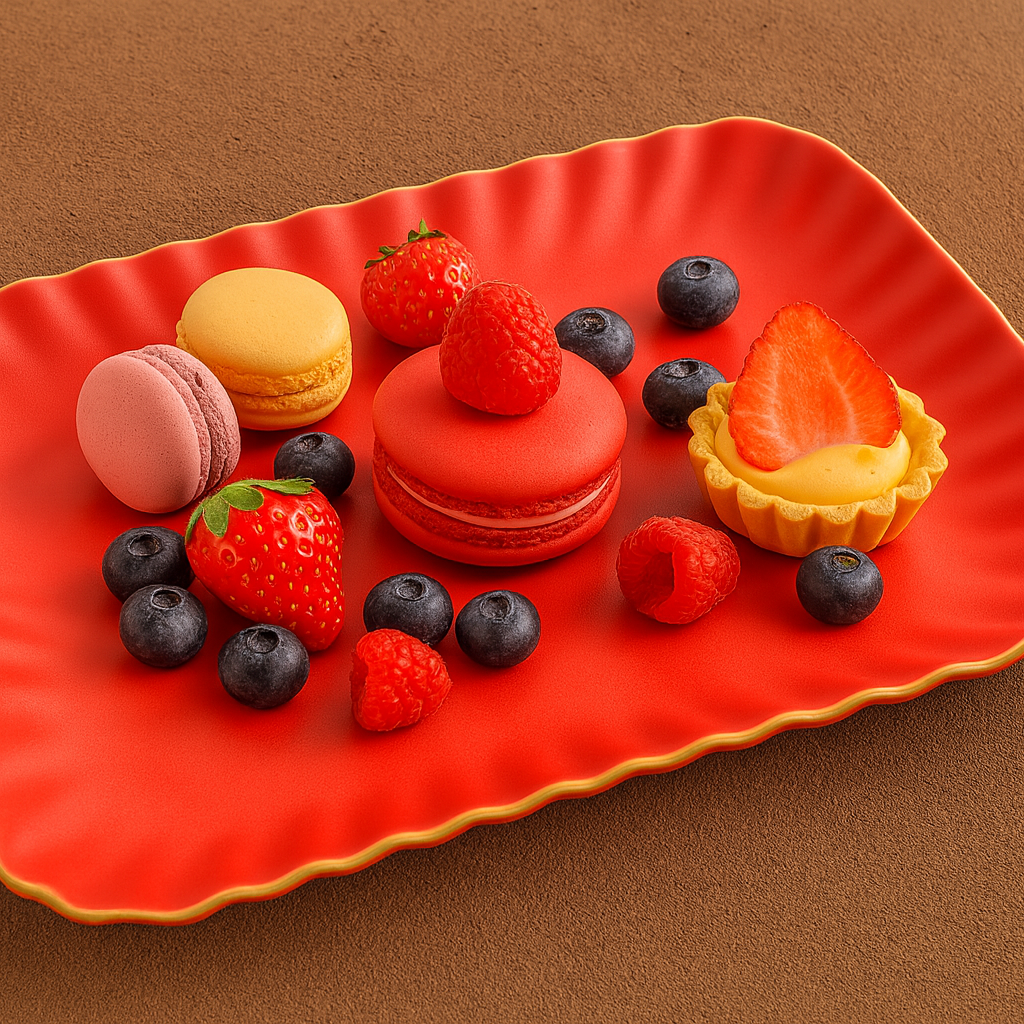 Luxury Red Ceramic Serving Platter – Rectangular Dinner Plate with Golden Rim-4