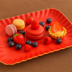 Luxury Red Ceramic Serving Platter – Rectangular Dinner Plate with Golden Rim-4