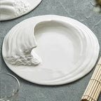 Wave Artistic Conception Fusion Dish Tableware Ceramic Western‑Style Flat Special‑Shaped Hotel High‑End Cold Dish Plate-3