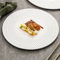 Embossed Spiral Shadow White Ceramic Plate – Luxury Porcelain Textured Dinnerware-0
