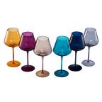 Jewel Colored Crystal Wine Glass Set of 6 - Large 20 oz (Jewel)