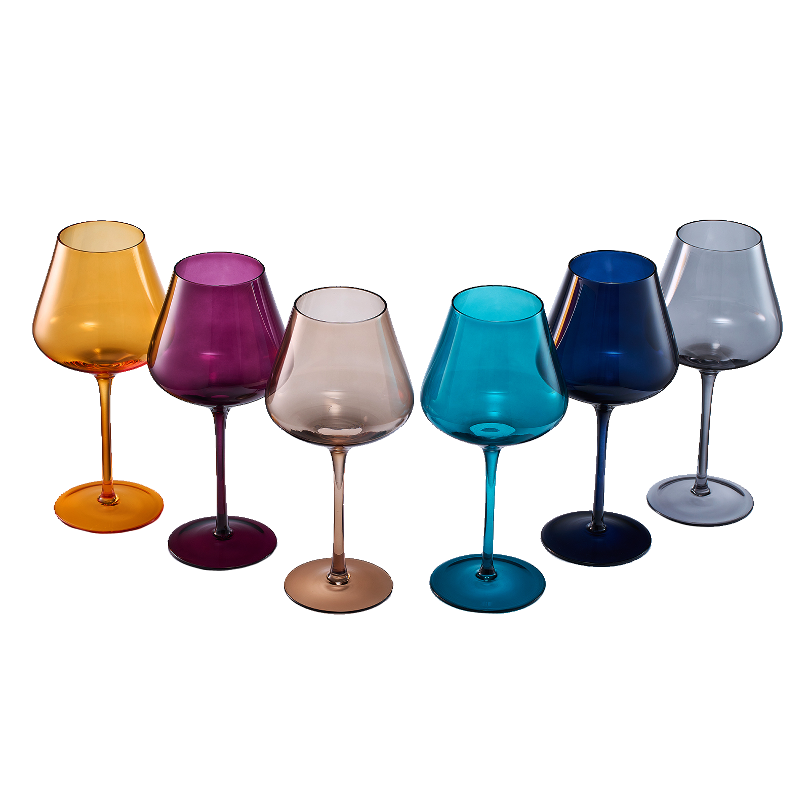 Jewel Colored Crystal Wine Glass Set of 6 - Large 20 oz (Jewel)