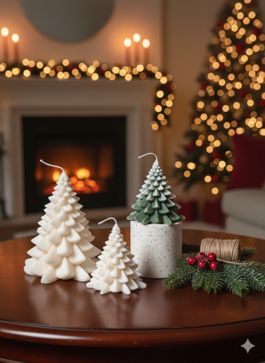 Christmas Fir Tree Candles | Festive Holiday Decor-3