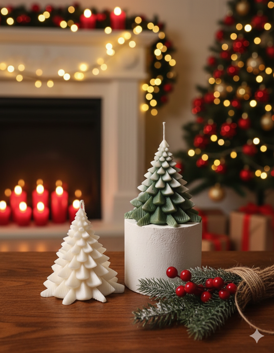 Christmas Fir Tree Candles | Festive Holiday Decor-2